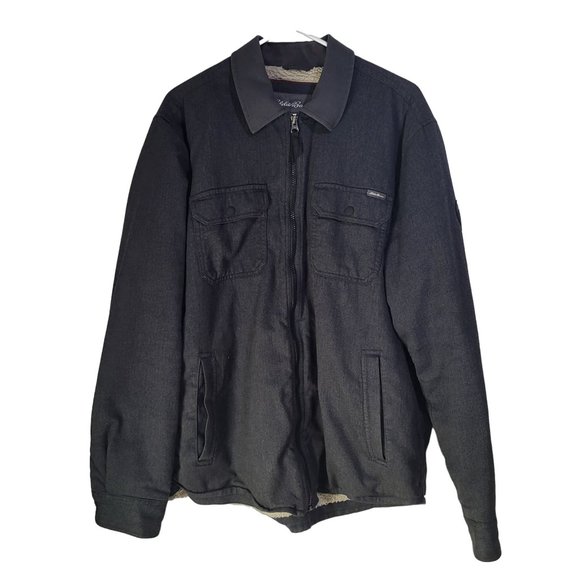 Eddie Bauer Other - Eddie Bauer Men's Outdoor SZ LG Gray Black Sherpa Lined Zip Up Jacket